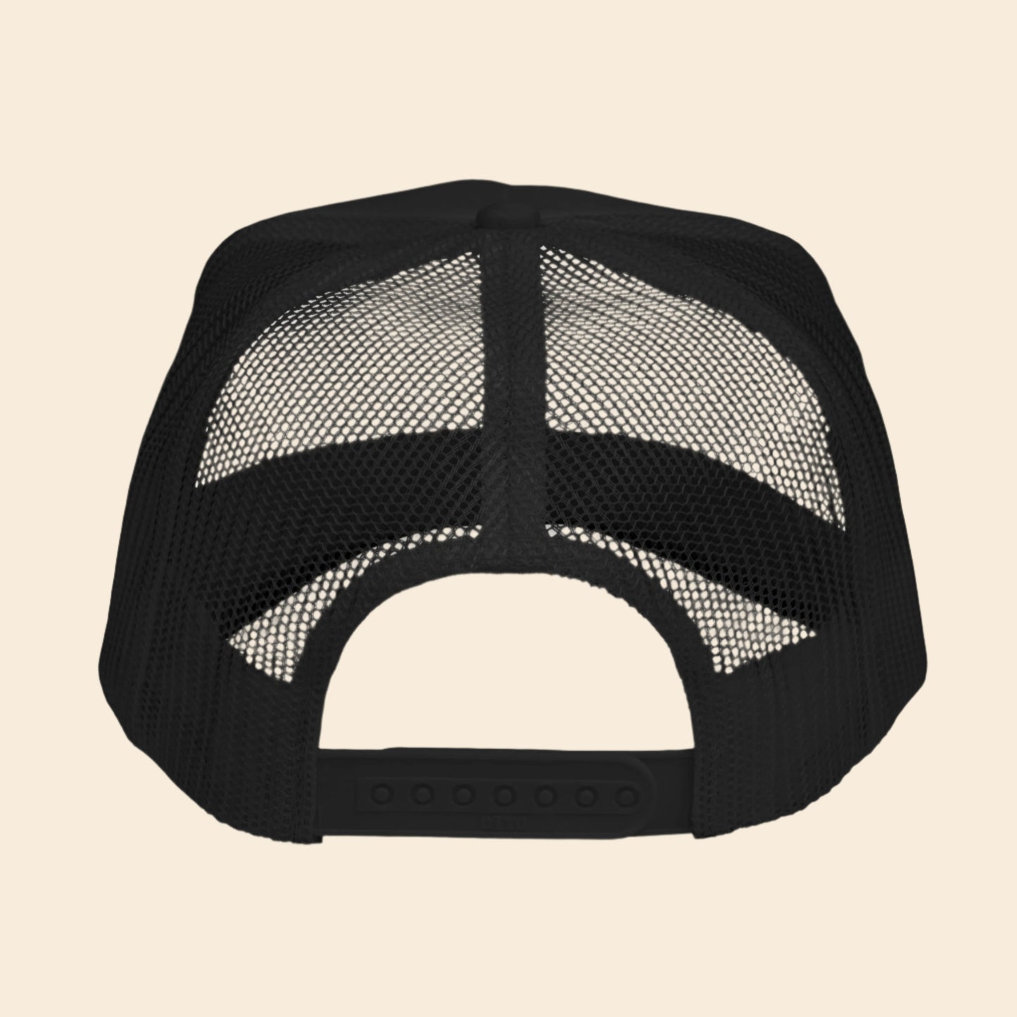 Black mesh cap on a white background