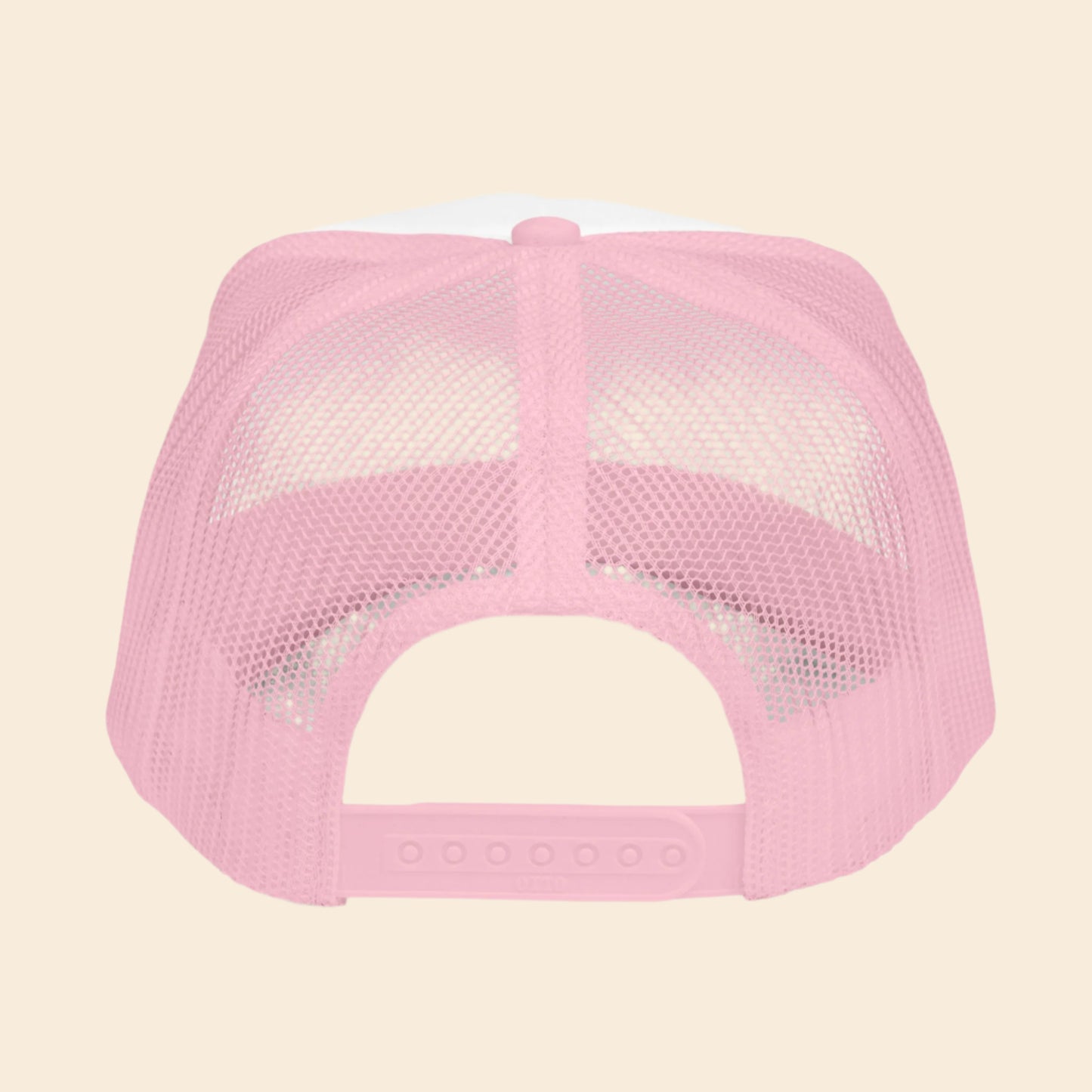 Pink mesh cap on a white background