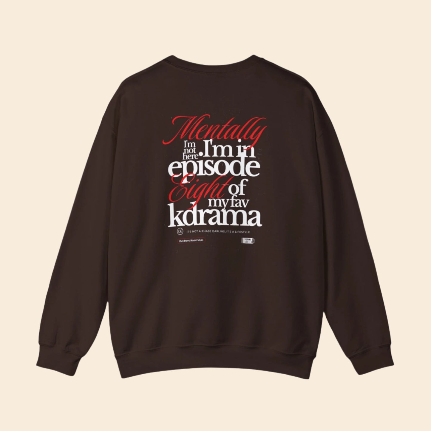 Brown sweatshirt with text ARCHVSTS X MENTALLY SWEATSHIRT on the back on a white background