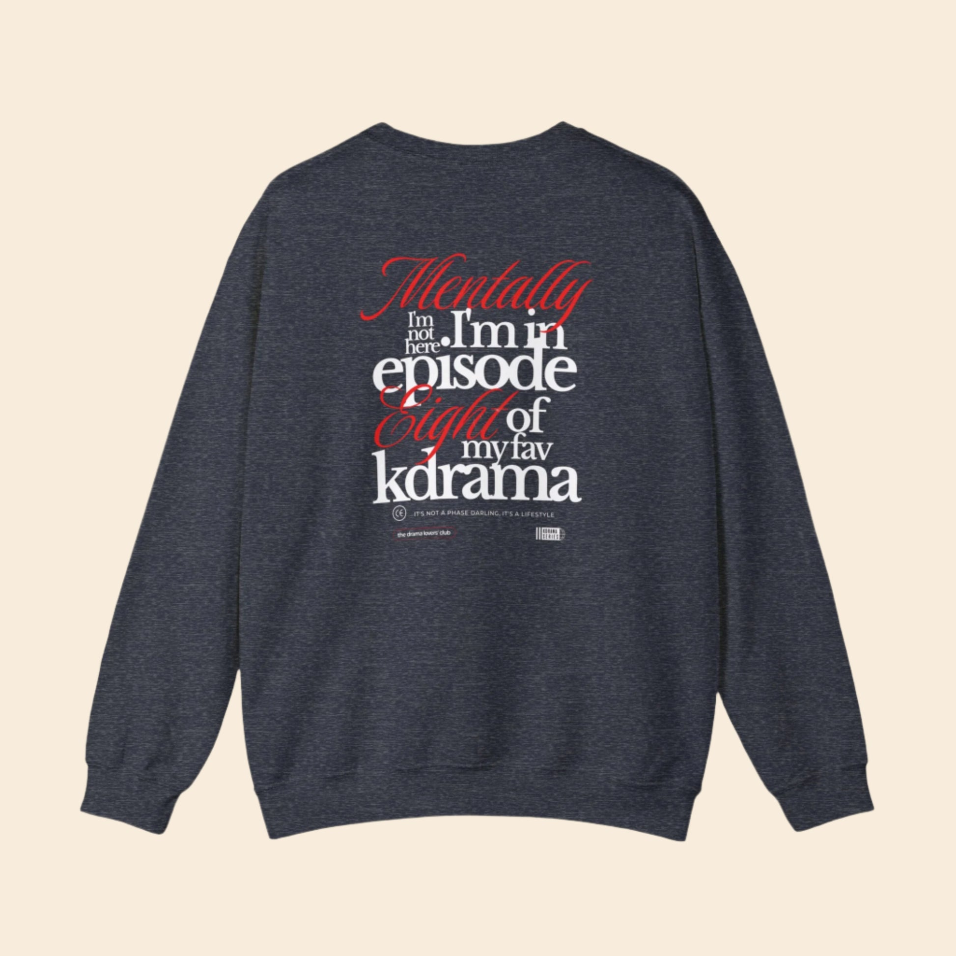 Dark gray sweatshirt with text ARCHVSTS X MENTALLY SWEATSHIRT on the back on a white background